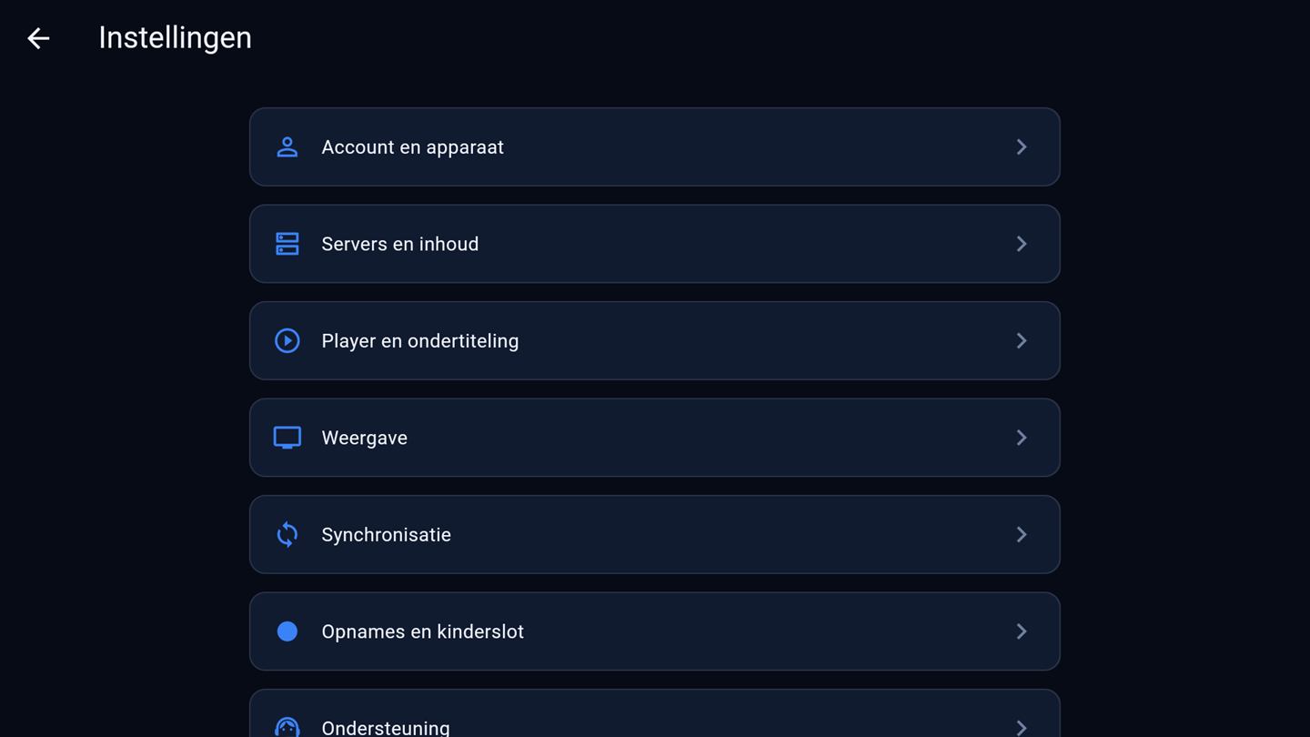 Settings menu in Livaro