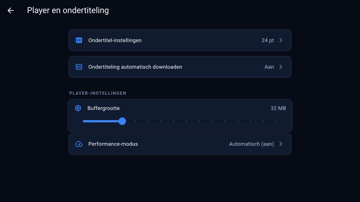 Player and subtitle settings in Livaro